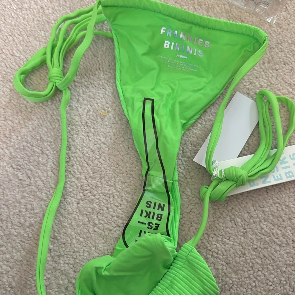 Frankie’s Bikinis green ribbed bikini bottom
